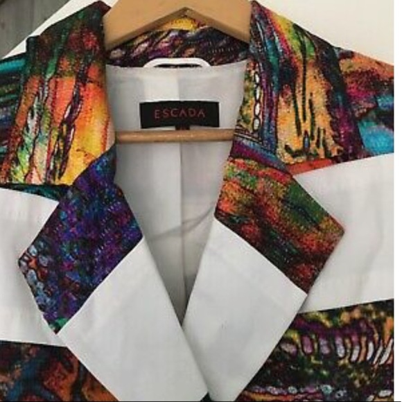 Escada Couture Multi Color Blazer Size 40 - Picture 5 of 16